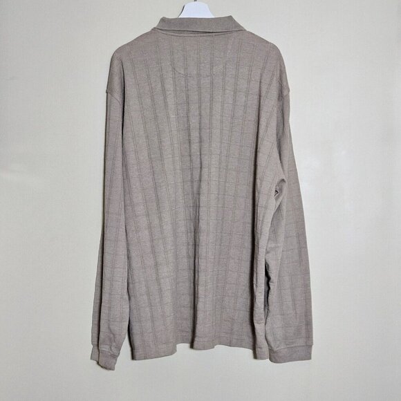 Van Heusen Polo Shirt Men XXL Lot of 2 Blue Beige LS Button Knit Normcore Casual - Picture 2 of 16